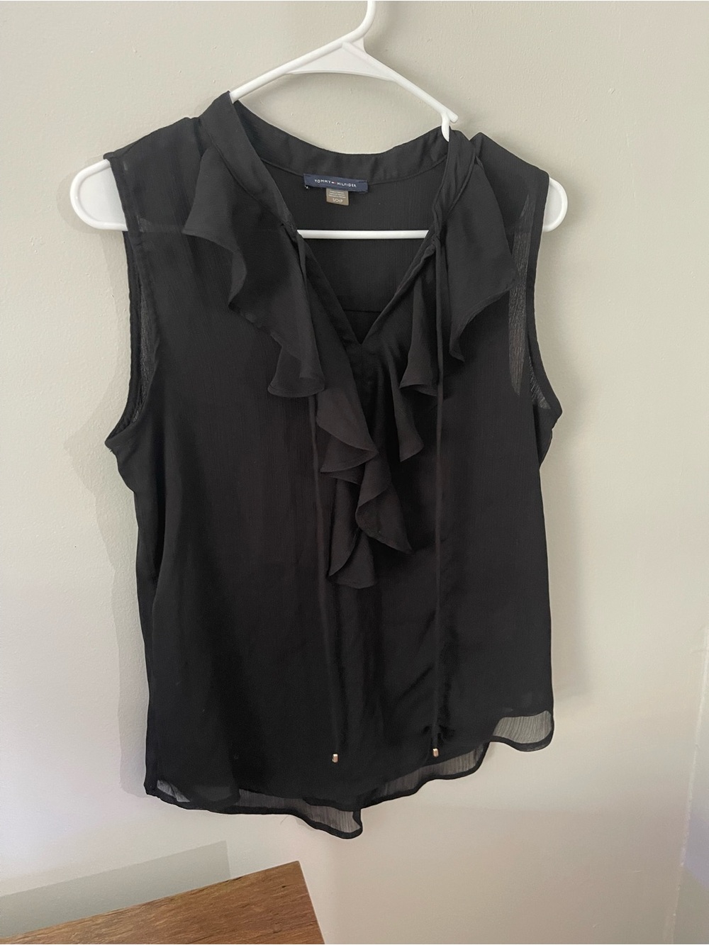 Tommy Hilfiger Black Ruffle V-Neck Sleeveless Camisole